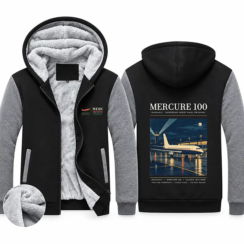 Dassault Mercure 100 Zipped Sweatshirts - Poster - Black & Gray