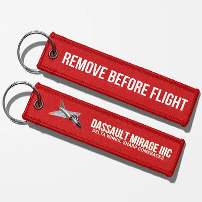 Cartoon Dassault Mirage IIIC Aviator Key Chains - Red - Remove Before Flight