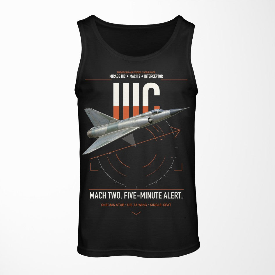 Dassault Mirage IIIC design on black tank top