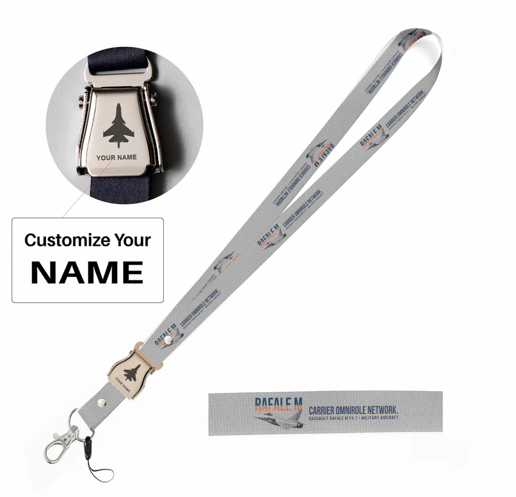 Dassault Rafale M F4.1 seat belt lanyard - light gray with name