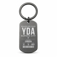 Thumbnail for Dawson City Airport YDA - Key Chain - Boarding Pass Style - Black