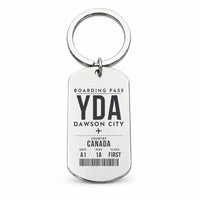 Thumbnail for Dawson City Airport YDA - Key Chain - Boarding Pass Style - Silver