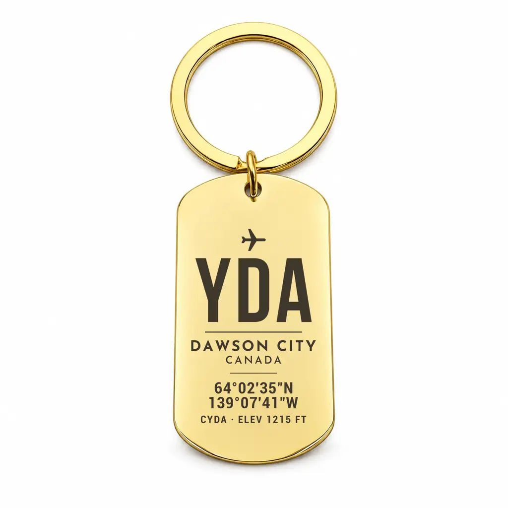 Dawson City Airport YDA - Key Chain - Original Design - Gold