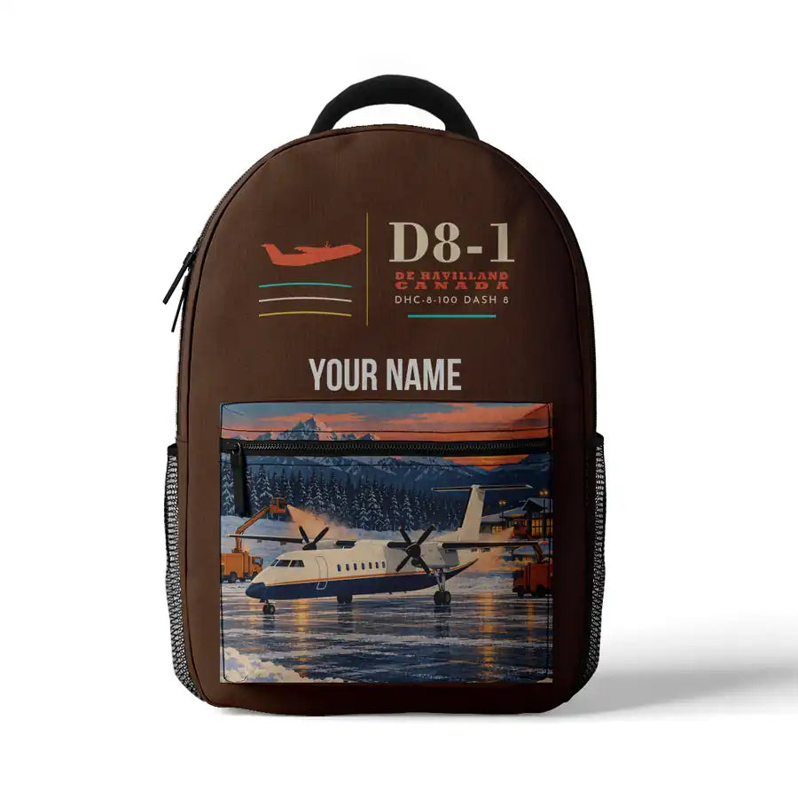 De Havilland Canada DHC-8-100 Dash 8 - 3D Backpack - Brown + Name
