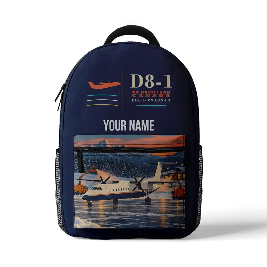 De Havilland Canada DHC-8-100 Dash 8 - 3D Backpack - Dark Blue + Name
