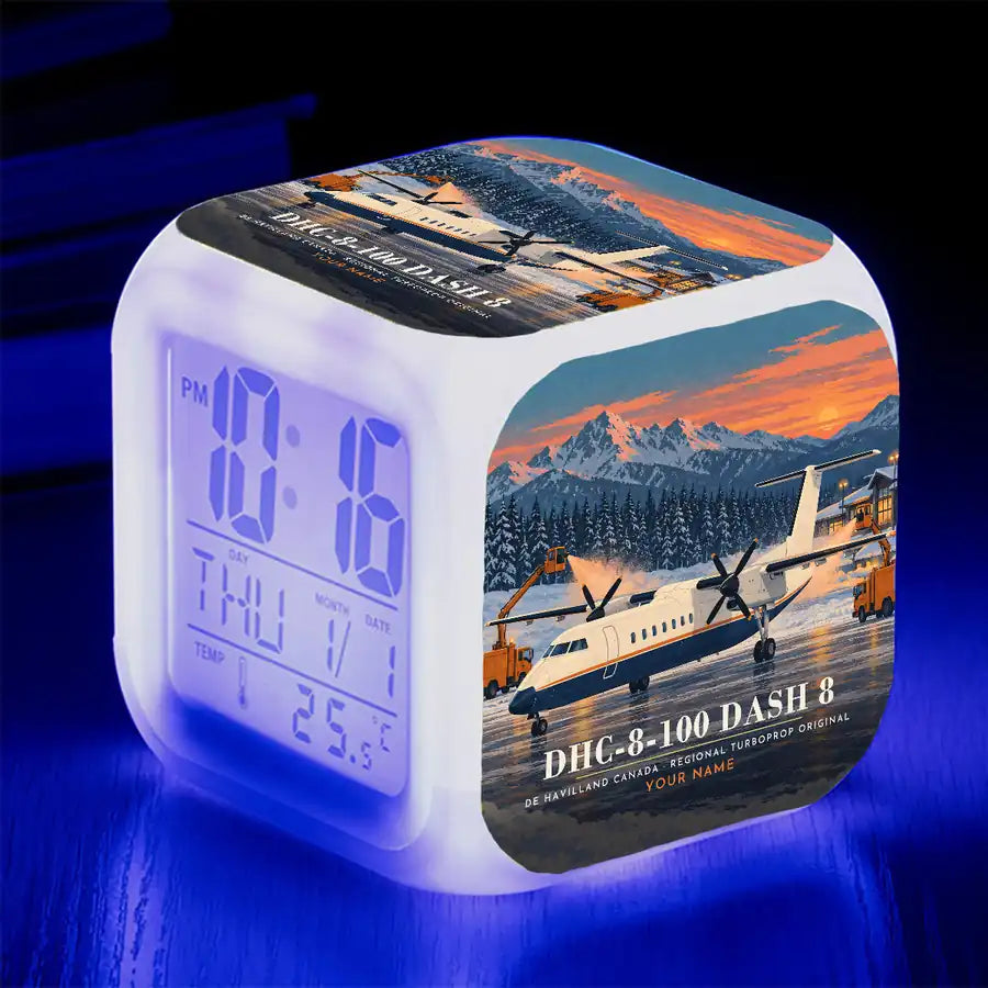 De Havilland Canada DHC-8-100 Dash 8 - 3D + Name - Alarm Clock