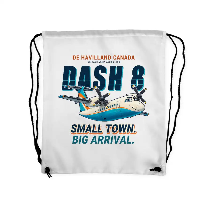 De Havilland Canada DHC-8-100 Dash 8 - Drawstring Bag - Cartoon - White