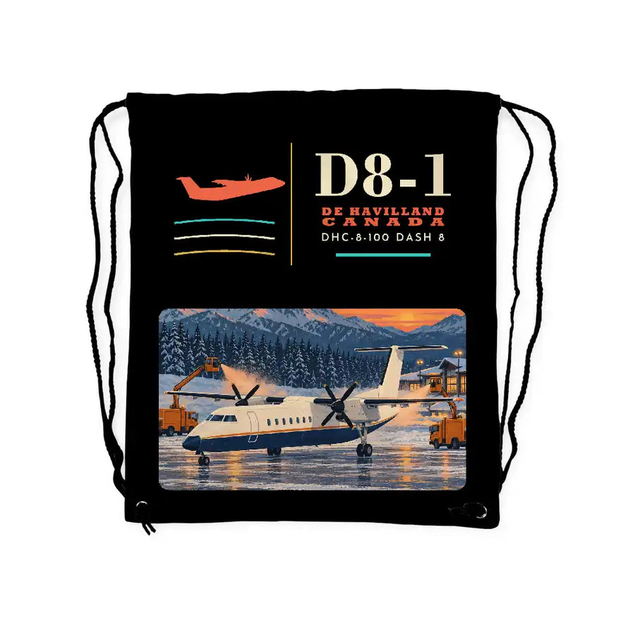De Havilland Canada DHC-8-100 Dash 8 - Drawstring Bag - Classic - Black