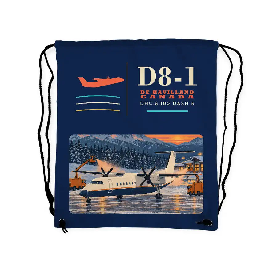 De Havilland Canada DHC-8-100 Dash 8 - Drawstring Bag - Classic - Dark Blue
