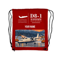 Thumbnail for De Havilland Canada DHC-8-100 Dash 8 - Drawstring Bag - Classic + Name - Red