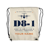 Thumbnail for De Havilland Canada DHC-8-100 Dash 8 - Drawstring Bag - Heritage + Name - Beige