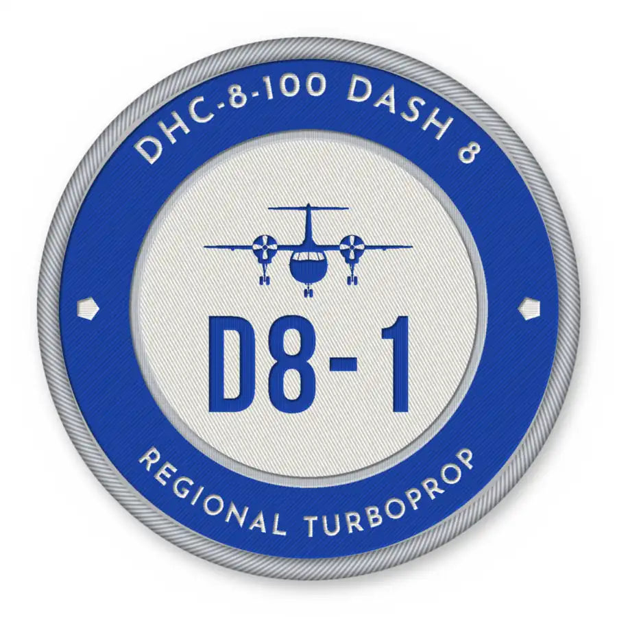 De Havilland Canada DHC-8-100 Dash 8 Patches - Circle - Royal White