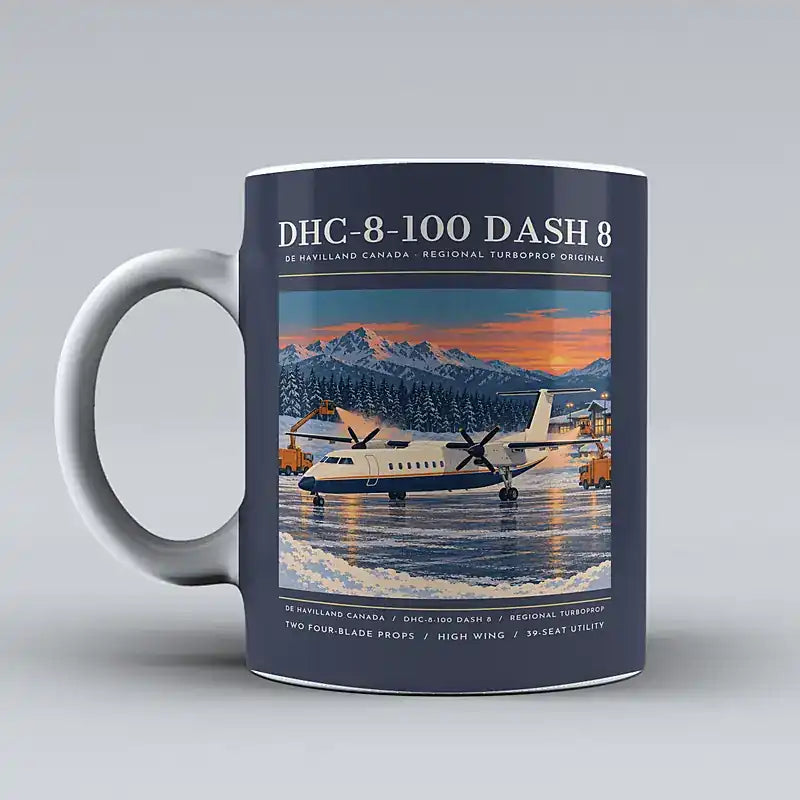 De Havilland Canada DHC-8-100 Dash 8 - Poster - Mug - Dark Blue