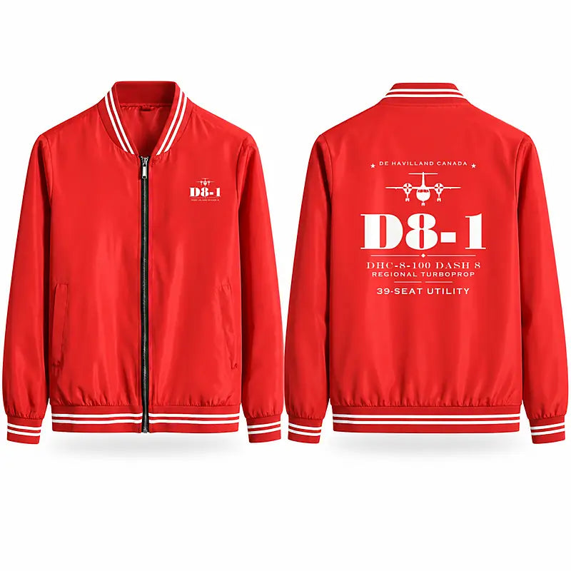 De Havilland Canada DHC-8-100 Dash 8 Stylish Jackets - Baseball Collar - Heritage - Red