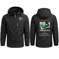 Thumbnail for De Havilland Canada DHC-8-100 Dash 8 Stylish Jackets - Hooded Windbreaker - Original - Black