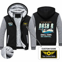 Thumbnail for De Havilland Canada DHC-8-100 Dash 8 Zipped Sweatshirts - Cartoon + Name - Black & Gray