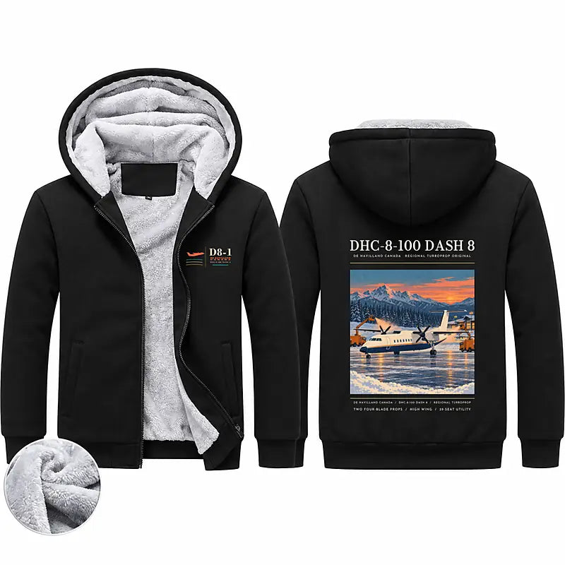 De Havilland Canada DHC-8-100 Dash 8 Zipped Sweatshirts - Poster - Black