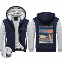 Thumbnail for De Havilland Canada DHC-8-100 Dash 8 Zipped Sweatshirts - Poster - Navy & Gray
