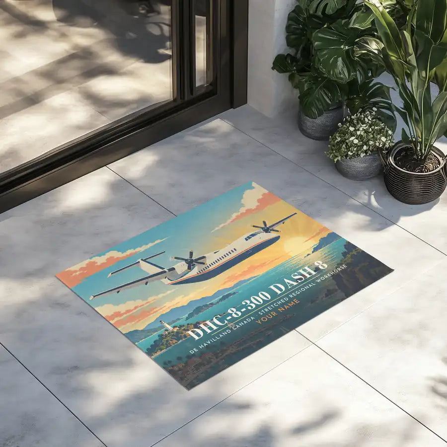 De Havilland Canada DHC-8-300 Dash 8 - 3D + Name - Door Mat