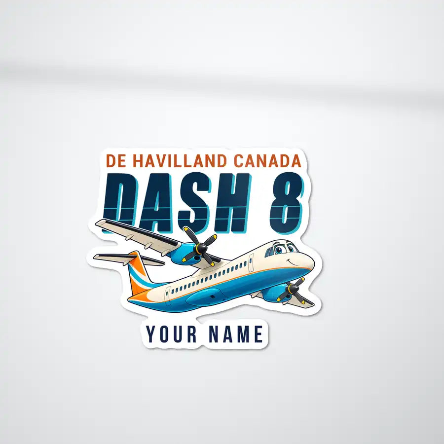 De Havilland Canada DHC-8-300 Dash 8 - Cartoon Die-Cut + Name - Die-Cut - White Car