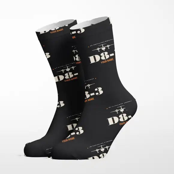 De Havilland Canada DHC-8-300 Dash 8 - Heritage + Name - Socks - Black