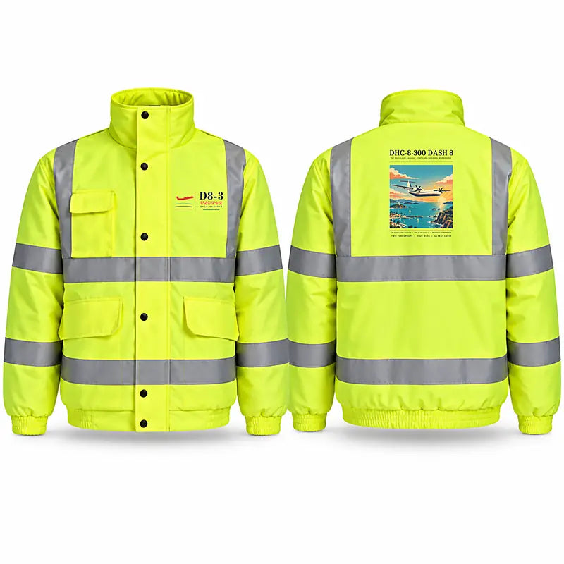 De Havilland Canada DHC-8-300 Dash 8 Reflective Winter Jackets - Poster - Fluorescent Yellow