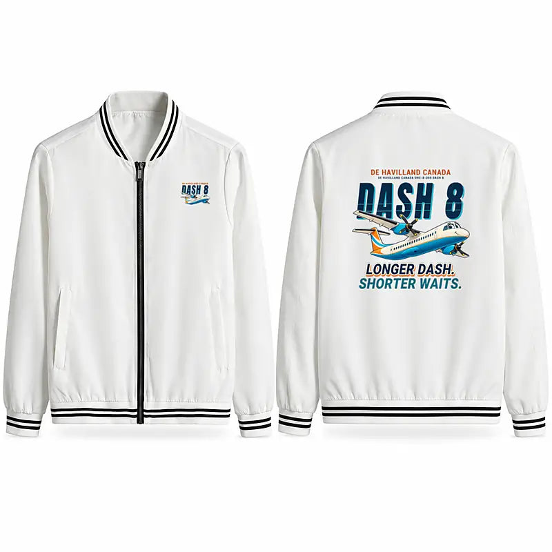 De Havilland Canada DHC-8-300 Dash 8 Stylish Jackets - Baseball Collar - Cartoon - White