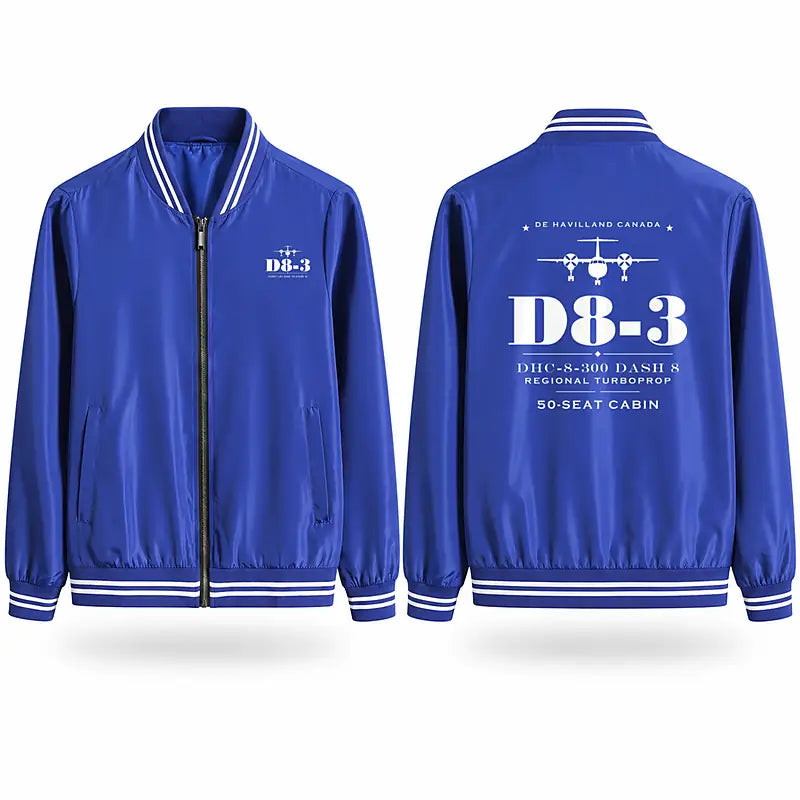 De Havilland Canada DHC-8-300 Dash 8 Stylish Jackets - Baseball Collar - Heritage - Royal Blue