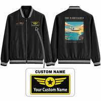 Thumbnail for De Havilland Canada DHC-8-300 Dash 8 Stylish Jackets - Baseball Collar - Poster + Name - Black