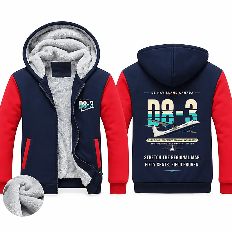 De Havilland Canada DHC-8-300 Dash 8 Zipped Sweatshirts - Original - Navy & Red