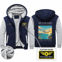 Thumbnail for De Havilland Canada DHC-8-300 Dash 8 Zipped Sweatshirts - Poster + Name - Navy & Gray