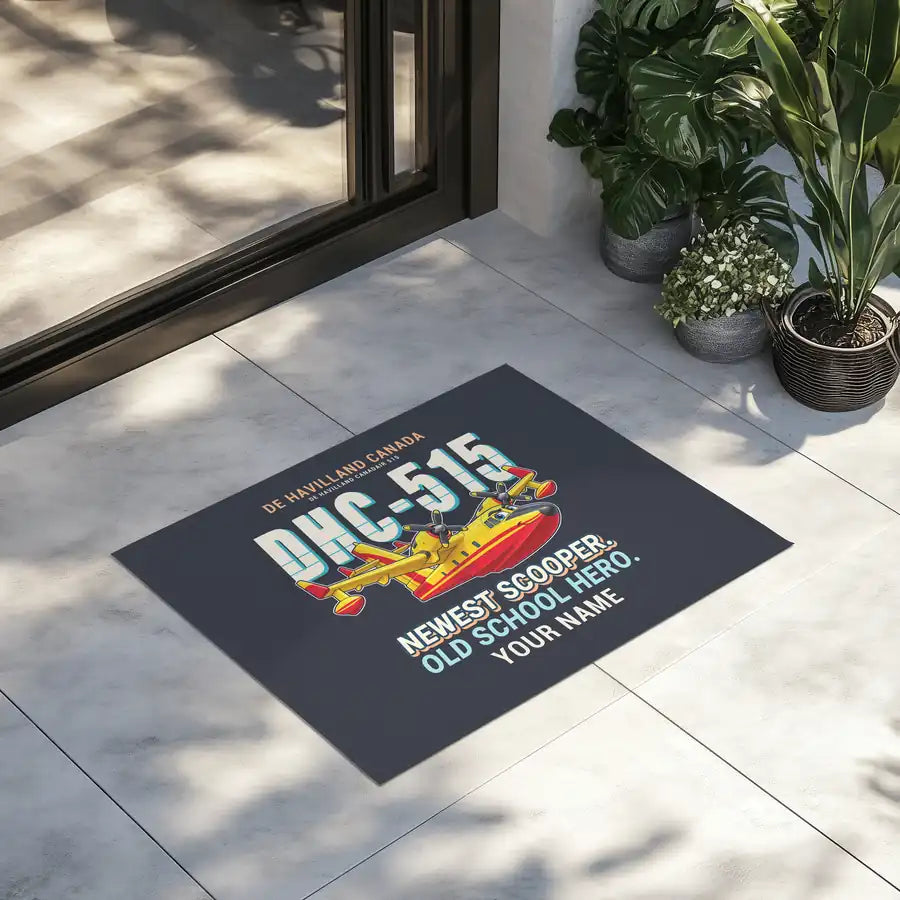 De Havilland Canadair 515 - Cartoon + Name - Door Mat