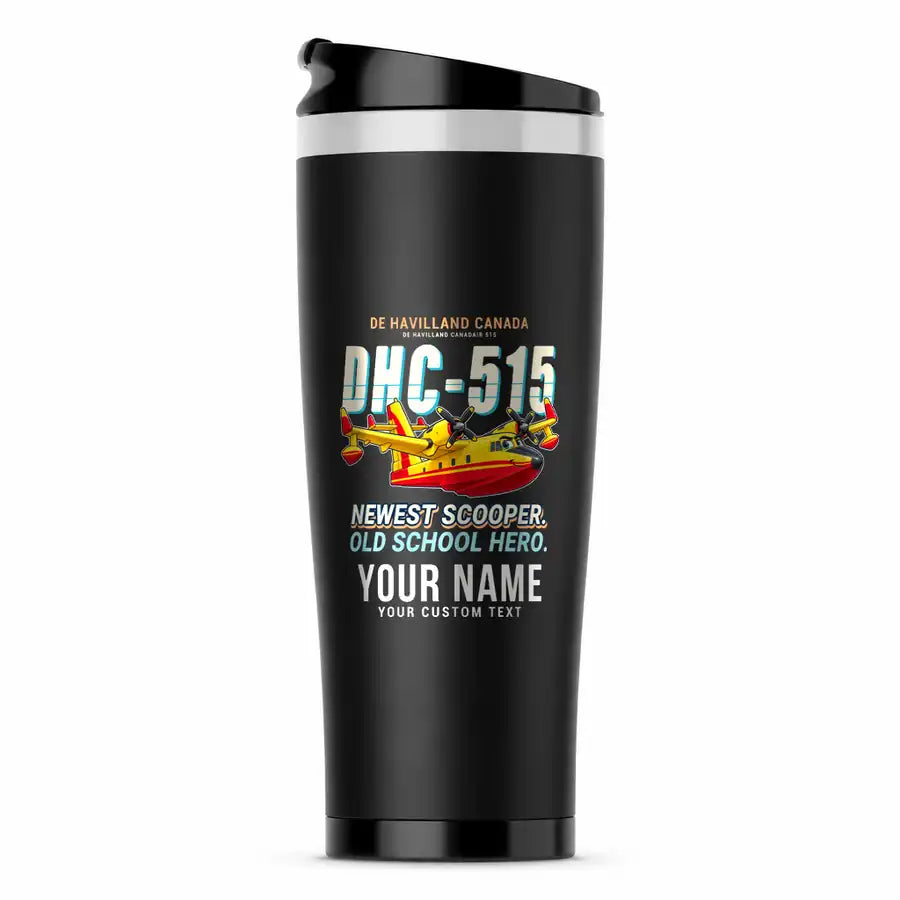 De Havilland Canadair 515 - Cartoon + Name - Stainless Steel (No Holder) - Black
