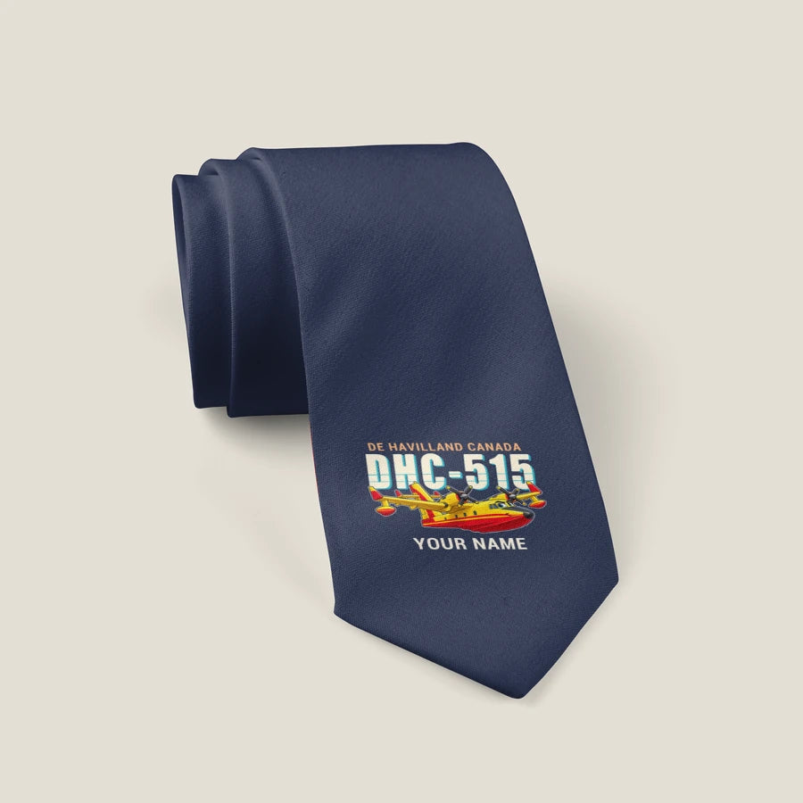 De Havilland Canadair 515 - Cartoon + Name - Tie - Navy Blue