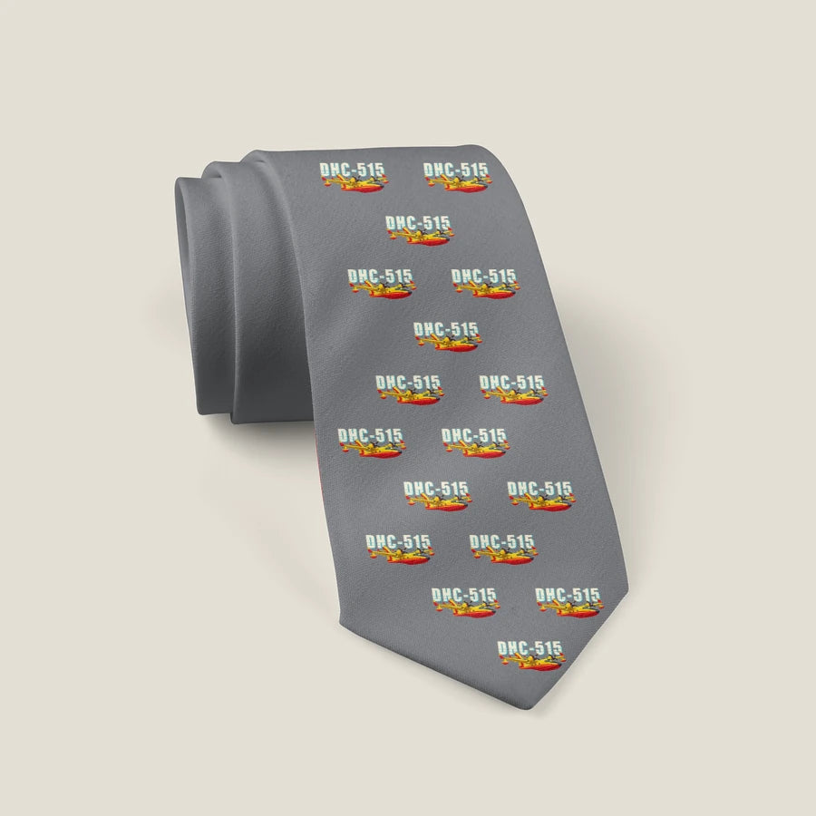 De Havilland Canadair 515 - Cartoon Pattern - Tie - Gray