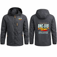 Thumbnail for De Havilland Canadair 515 Stylish Jackets - Hooded Windbreaker - Cartoon - Charcoal