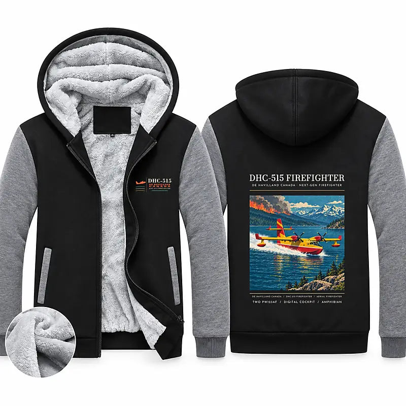 De Havilland Canadair 515 Zipped Sweatshirts - Poster - Black & Gray