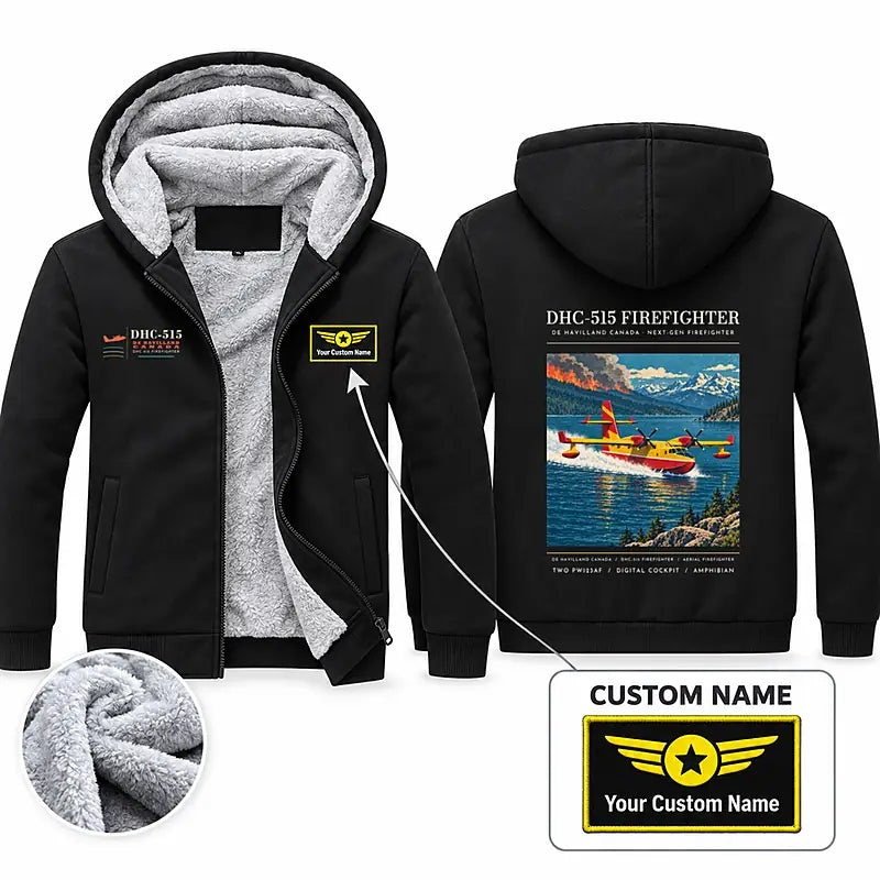 De Havilland Canadair 515 Zipped Sweatshirts - Poster + Name - Black