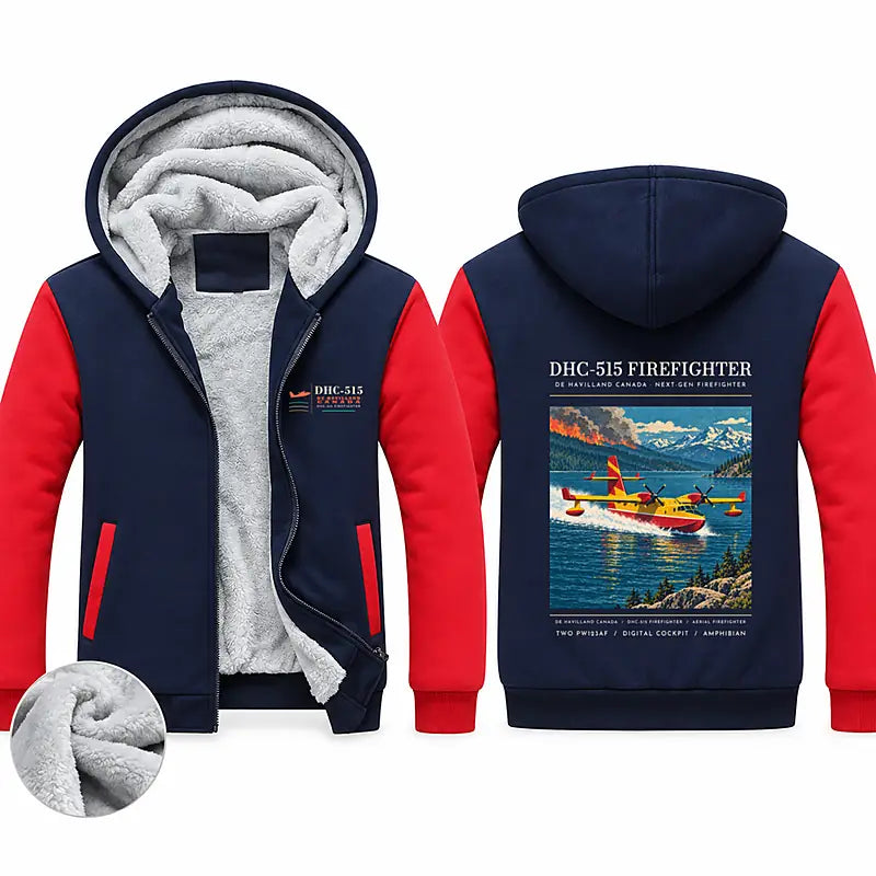 De Havilland Canadair 515 Zipped Sweatshirts - Poster - Navy & Red