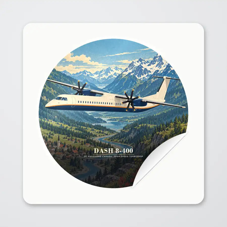 De Havilland Dash 8-400 - 3D - Circle Sticker - Peel