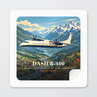 Thumbnail for De Havilland Dash 8-400 - 3D + Name - Square Sticker - Peel
