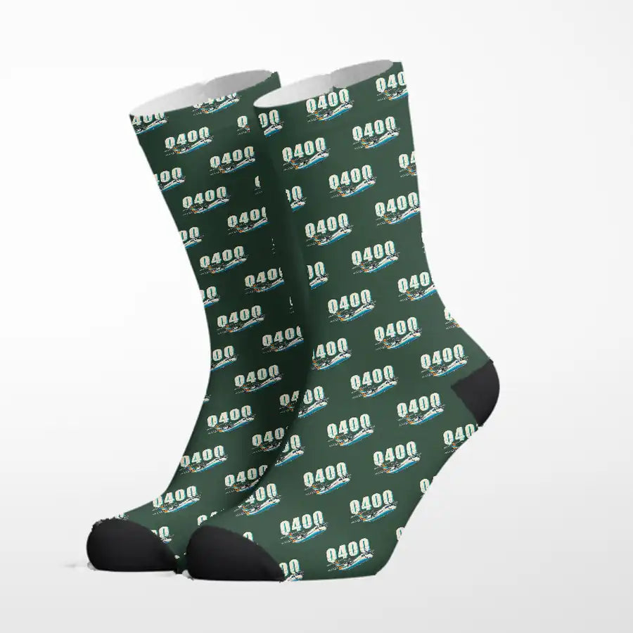 De Havilland Dash 8-400 - Cartoon - Socks - Alpine Green