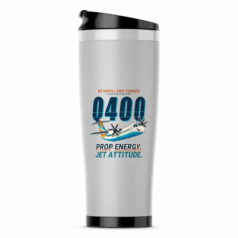 De Havilland Dash 8-400 - Cartoon - Stainless Steel (No Holder) - Light Gray