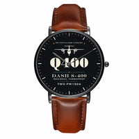 Thumbnail for De Havilland Dash 8-400 - Heritage - Slim Leather - Black and Brown Leather Strap