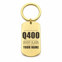 Thumbnail for De Havilland Dash 8-400 - Key Chain - Tag + Name - Gold