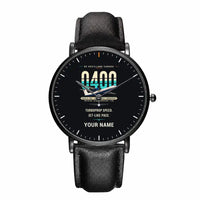Thumbnail for De Havilland Dash 8-400 - Original + Name - Slim Leather - Black and Black Leather Strap