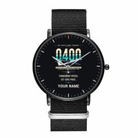 Thumbnail for De Havilland Dash 8-400 - Original + Name - Slim Leather - Black and Black Nylon Strap