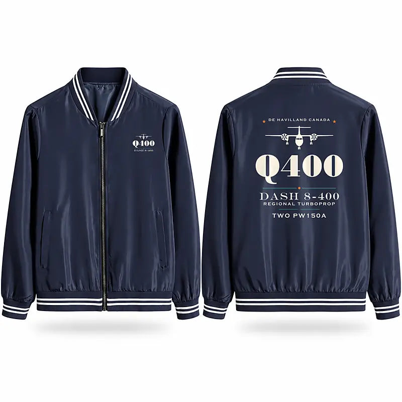 De Havilland Dash 8-400 Stylish Jackets - Baseball Collar - Heritage - Navy Blue