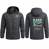 Thumbnail for De Havilland Dash 8-400 Stylish Jackets - Hooded Windbreaker - Original - Charcoal