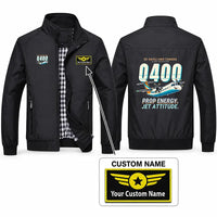 Thumbnail for De Havilland Dash 8-400 Stylish Jackets - Stand Collar - Cartoon + Name - Black